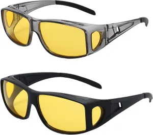 Dollger Night Vision Glasses for Women Men,Fit Over Prescription Glasses with Anti Glare Yellow Lens