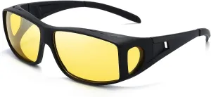 Dollger Night Vision Glasses for Women Men,Fit Over Prescription Glasses with Anti Glare Yellow Lens