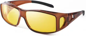 Dollger Night Vision Glasses for Women Men,Fit Over Prescription Glasses with Anti Glare Yellow Lens