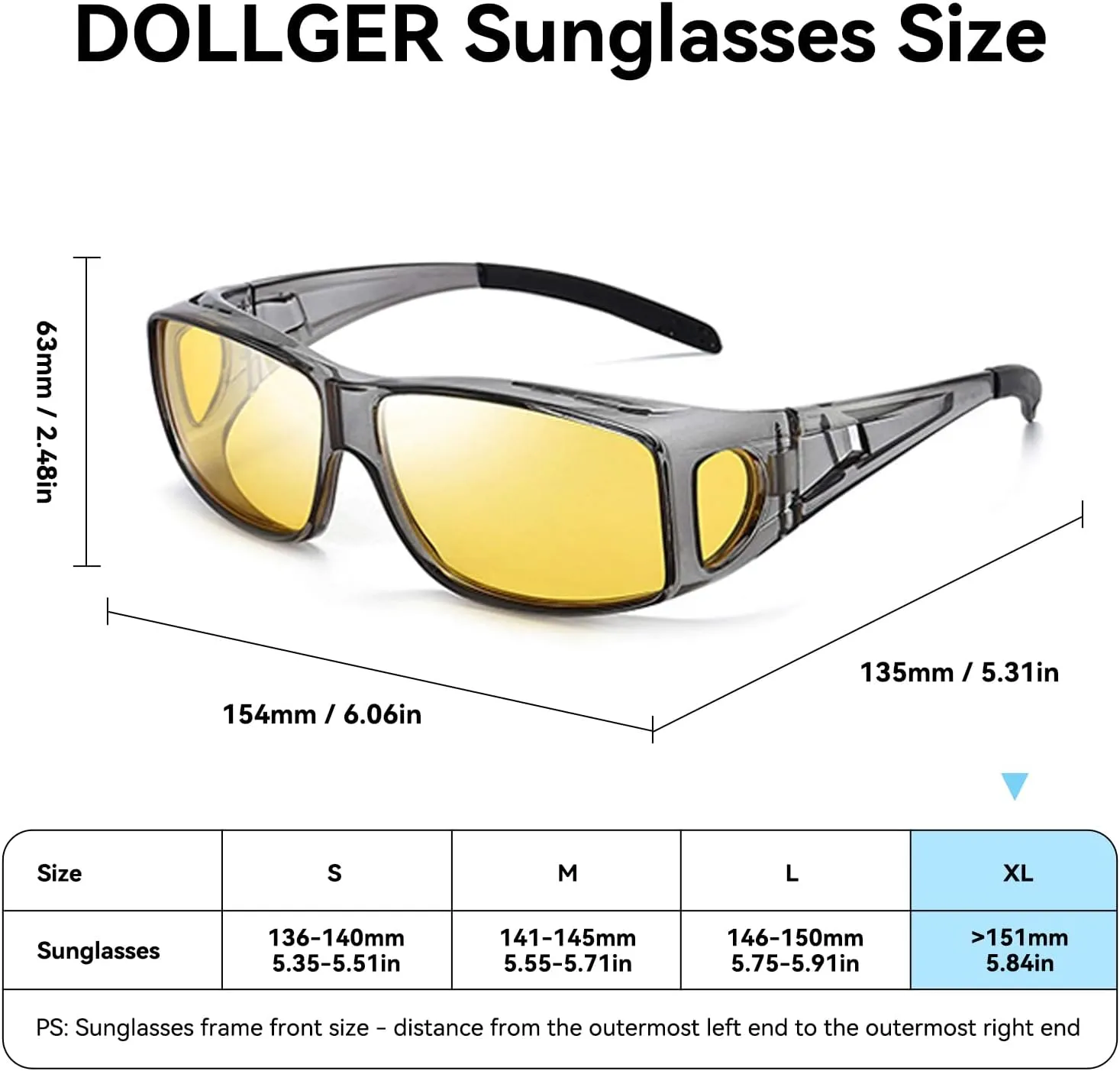 Dollger Night Vision Glasses for Women Men,Fit Over Prescription Glasses with Anti Glare Yellow Lens
