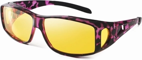 Dollger Night Vision Glasses for Women Men,Fit Over Prescription Glasses with Anti Glare Yellow Lens