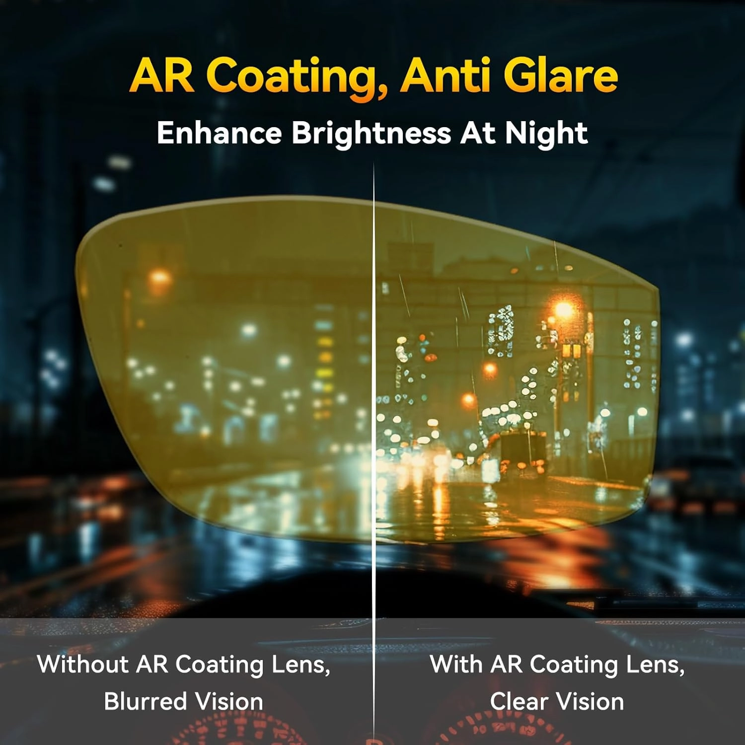 Dollger Night Vision Glasses for Women Men,Fit Over Prescription Glasses with Anti Glare Yellow Lens
