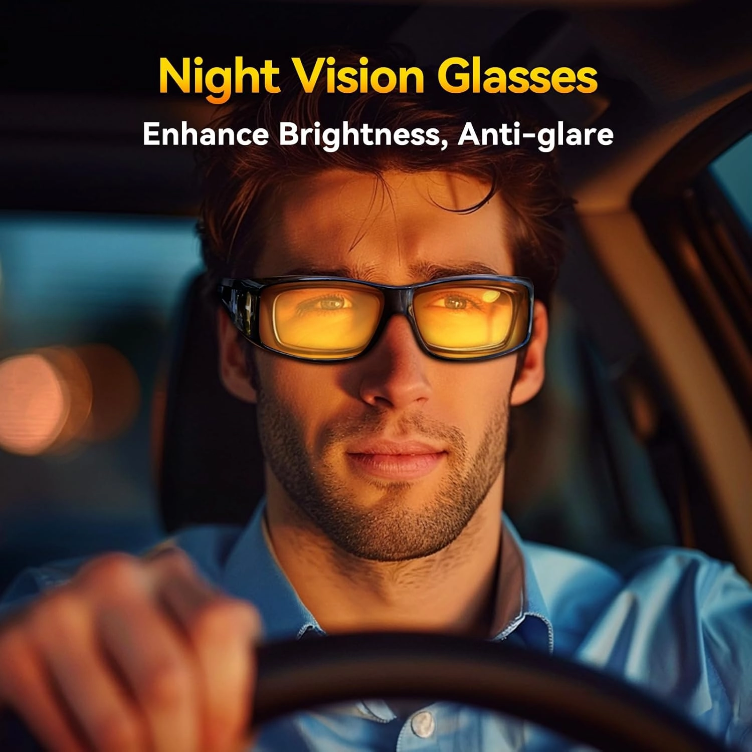Dollger Night Vision Glasses for Women Men,Fit Over Prescription Glasses with Anti Glare Yellow Lens