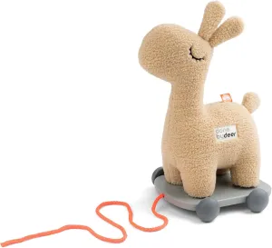 Done by Deer 2-in-1 Lalee Sand Pull Along Toy - Soft Silicone Wheels, Magnetic Feet, and Cuddly Teddybear Fabric for Kids Learning to Walk and Develop Motor Skills