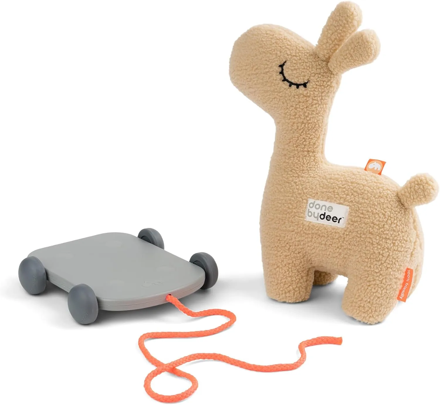Done by Deer 2-in-1 Lalee Sand Pull Along Toy - Soft Silicone Wheels, Magnetic Feet, and Cuddly Teddybear Fabric for Kids Learning to Walk and Develop Motor Skills