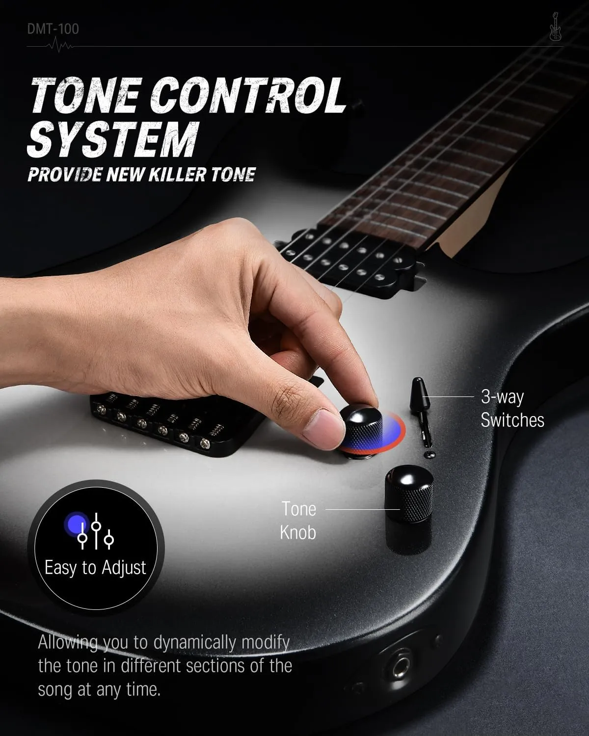 Donner Solid Body Electric Guitar, 39 Inch Metal Electric Guitar Beginner Kits with Bag, Strings, Strap, Cable, Strings Dampener for Rock Music Lover, DMT-100 (Gradient Black)
