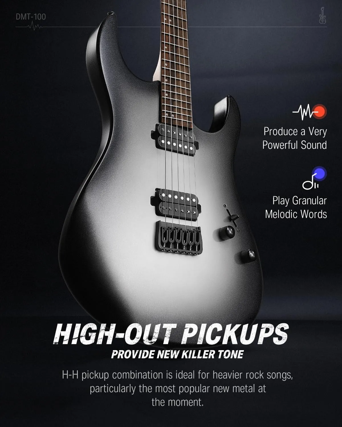 Donner Solid Body Electric Guitar, 39 Inch Metal Electric Guitar Beginner Kits with Bag, Strings, Strap, Cable, Strings Dampener for Rock Music Lover, DMT-100 (Gradient Black)