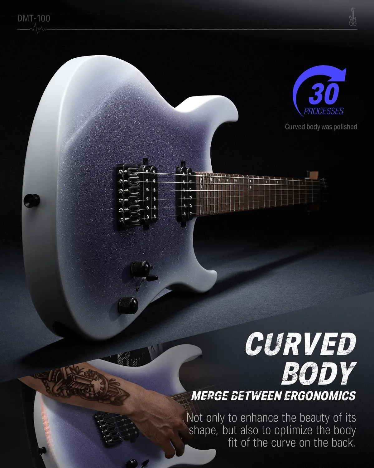Donner Solid Body Electric Guitar, 39 Inch Metal Electric Guitar Beginner Kits with Bag, Strings, Strap, Cable, Strings Dampener for Rock Music Lover, DMT-100 (Gradient Violet)