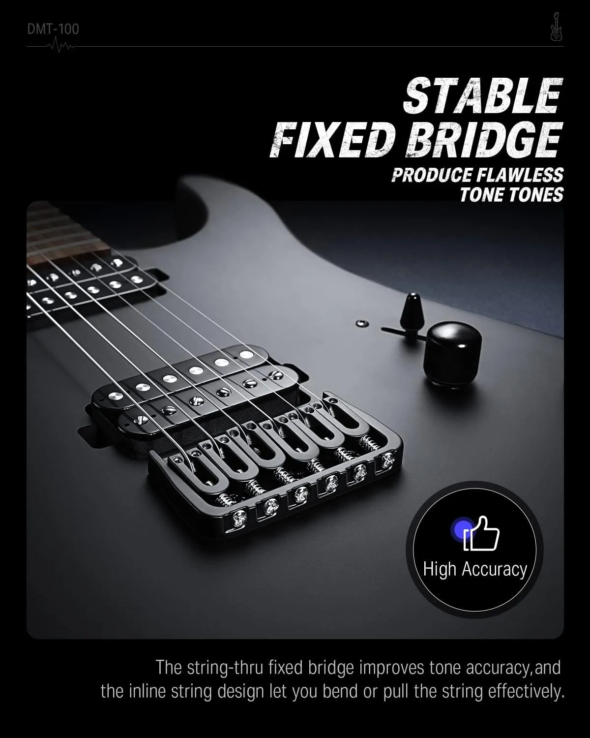 Donner Solid Body Electric Guitar, Matte Finish 39 Inch Metal Electric Guitar Beginner Kits with Bag, Strings, Strap, Cable, Strings Dampener for Rock Music Lover, DMT-100 (Matte Black)