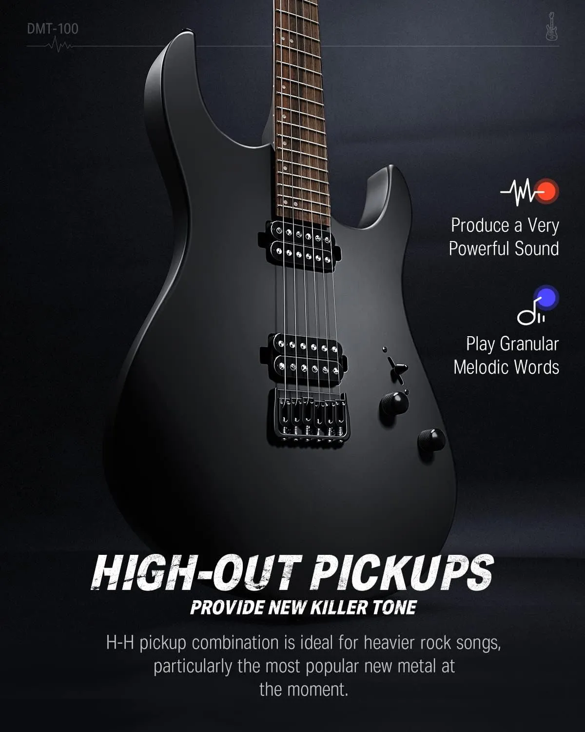Donner Solid Body Electric Guitar, Matte Finish 39 Inch Metal Electric Guitar Beginner Kits with Bag, Strings, Strap, Cable, Strings Dampener for Rock Music Lover, DMT-100 (Matte Black)