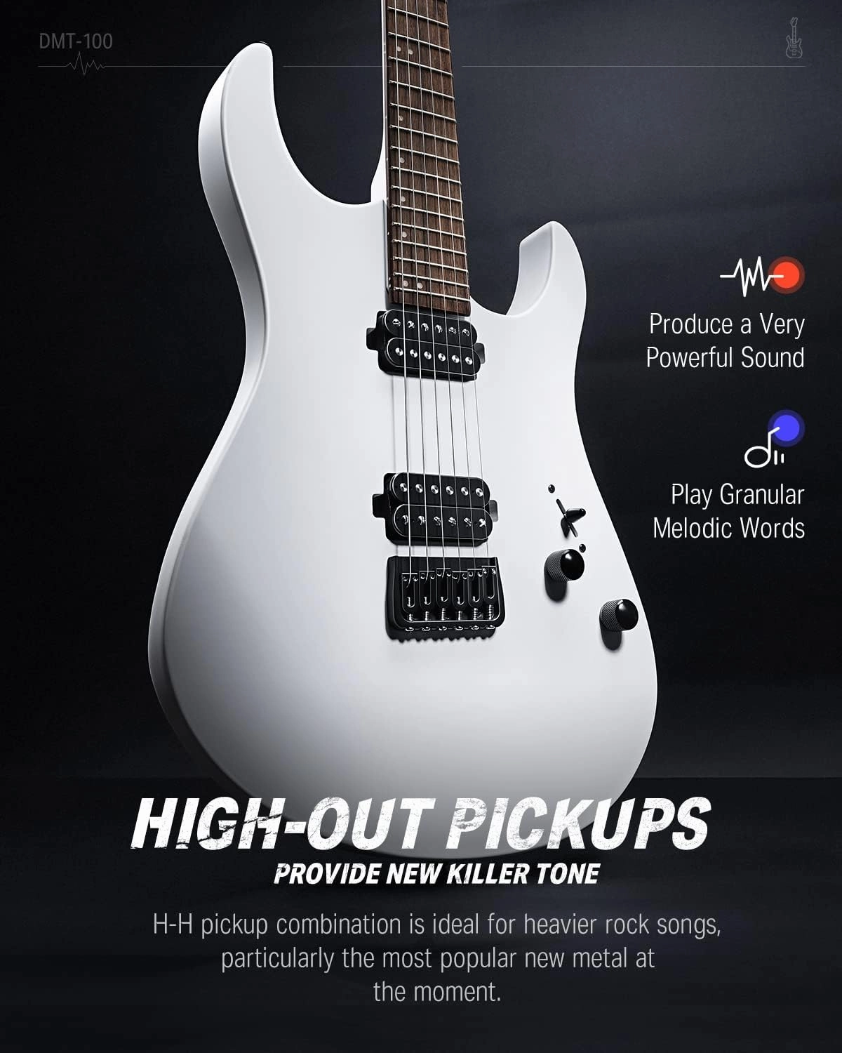 Donner Solid Body Electric Guitar, Matte Finish 39 Inch Metal Electric Guitar Beginner Kits with Bag, Strings, Strap, Cable, Strings Dampener for Rock Music Lover, DMT-100 (Matte White)