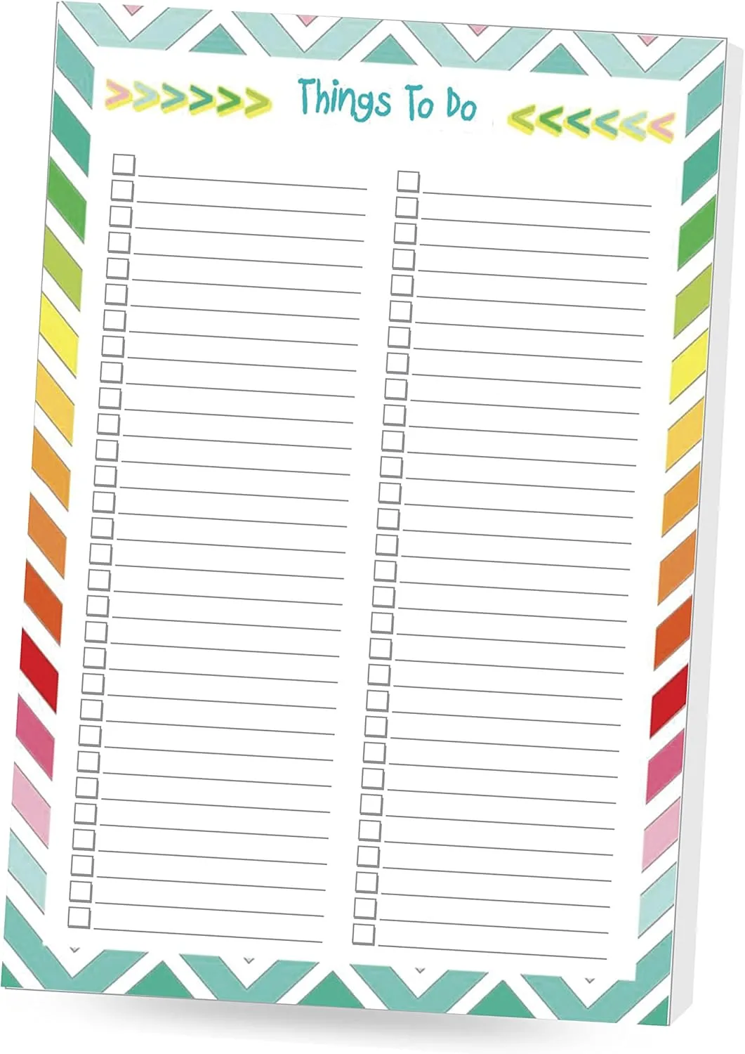 DOUBLE PACK Things To Do Notepad 6" x 9" For Your Goals, Tasks, Meals, Exercise, Grocery List, Bright Colorful Design Daily Planner; 2 Pads per pack