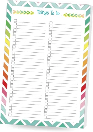 DOUBLE PACK Things To Do Notepad 6" x 9" For Your Goals, Tasks, Meals, Exercise, Grocery List, Bright Colorful Design Daily Planner; 2 Pads per pack