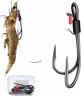 Double Fishing Hooks-Live Shrimp Hook Bait Holder Hooks,Fishing Lures Saltwater Freshwater