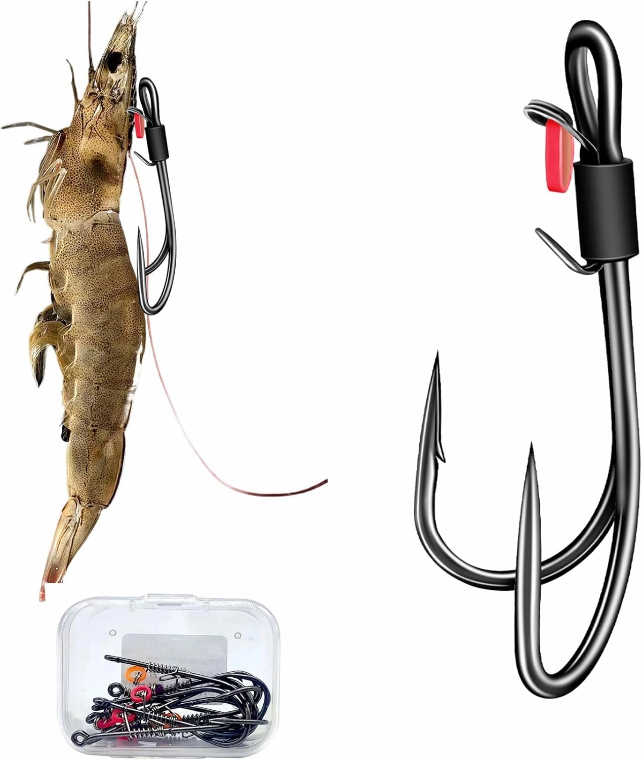 Double Fishing Hooks-Live Shrimp Hook Bait Holder Hooks,Fishing Lures Saltwater Freshwater