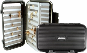 Double Sided Fly Box w/Swing Leaf - Fly Fishing Box - Ice Fishing Jig Box - Durable Large Watertight Case - Holds Hundreds Flies - Streamers, Nymphs, Dry Flies, Wet Flies