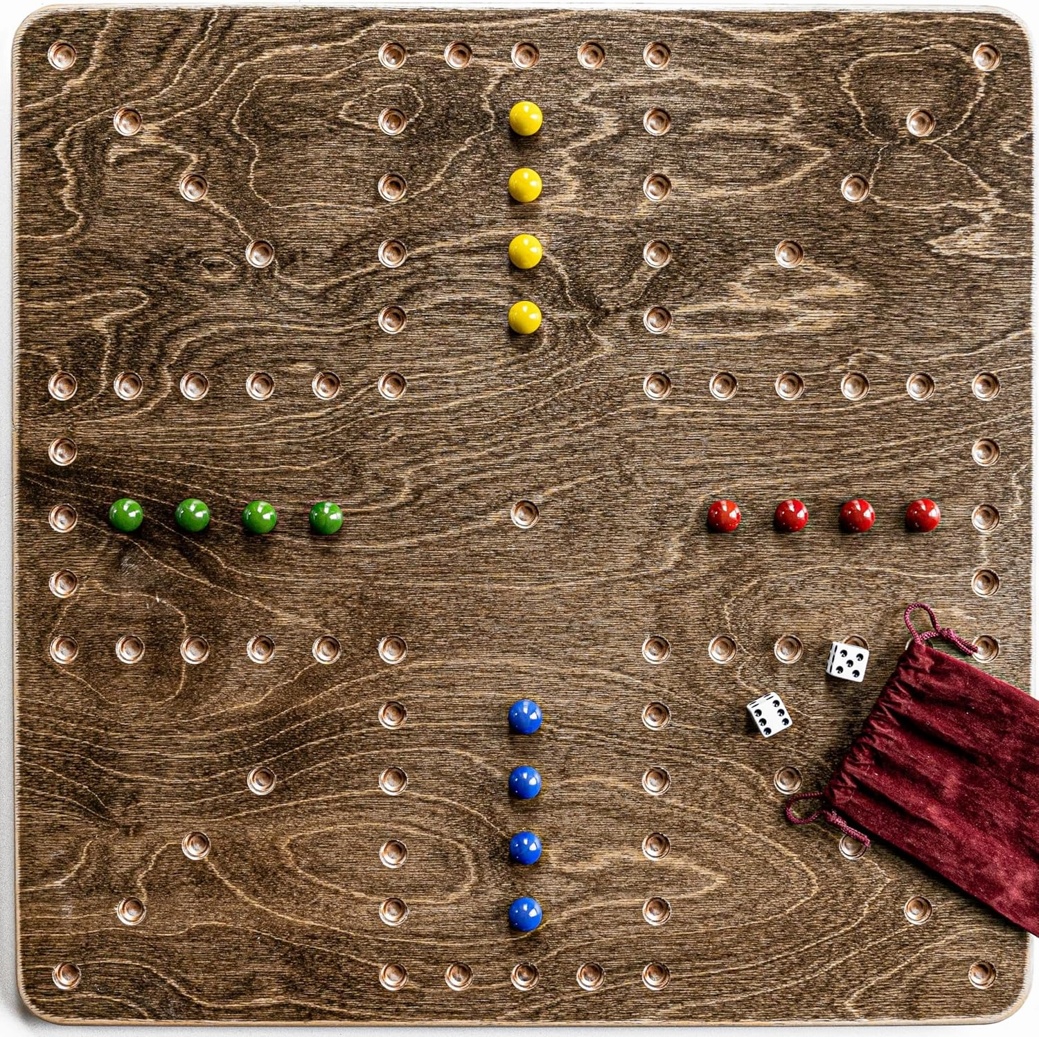 Drapela Works® Marble Board Game Original USA Made - Wahoo Marble Game/Game Board Wooden - Wahoo Board Game/Size - 4 Player