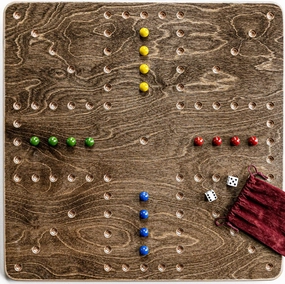 Drapela Works® Marble Board Game Original USA Made - Wahoo Marble Game/Game Board Wooden - Wahoo Board Game/Size - 4 Player