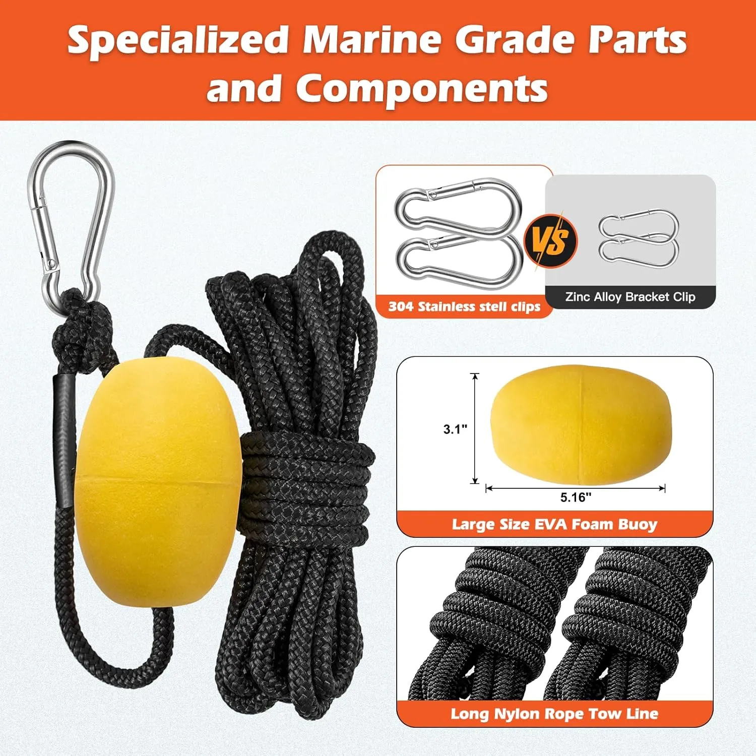 Drift Sock with Dump Line and Harness Buoy,Ocean Anglers Fishing Drift Anchor for Boat/Kayak/Pontoon