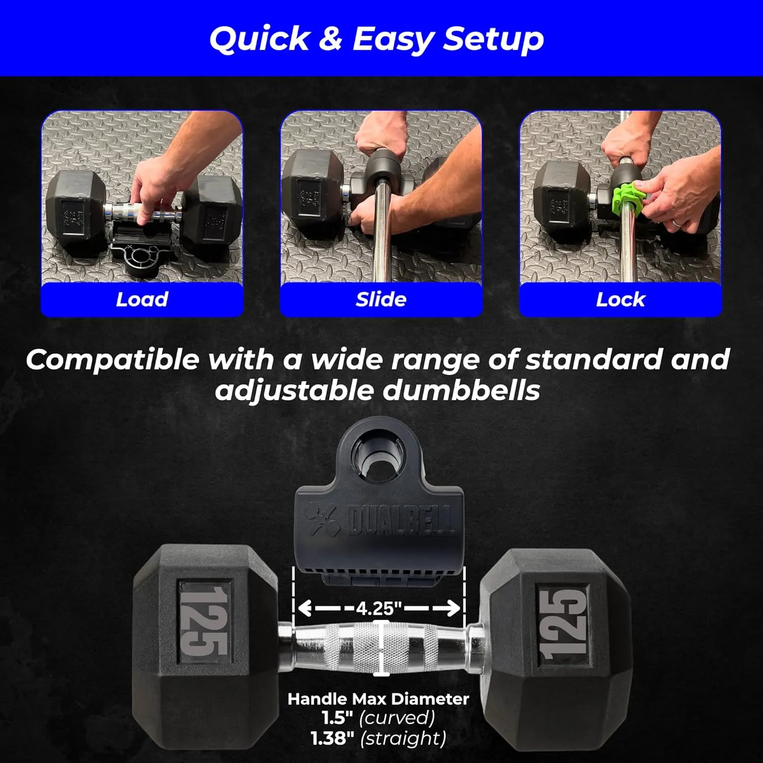 Dumbbell Converter- for 1" bars Superset Dumbbell to Barbell Adapters- hold up to 500lbs- Converts dumbbells for use on 1" diameter barbell