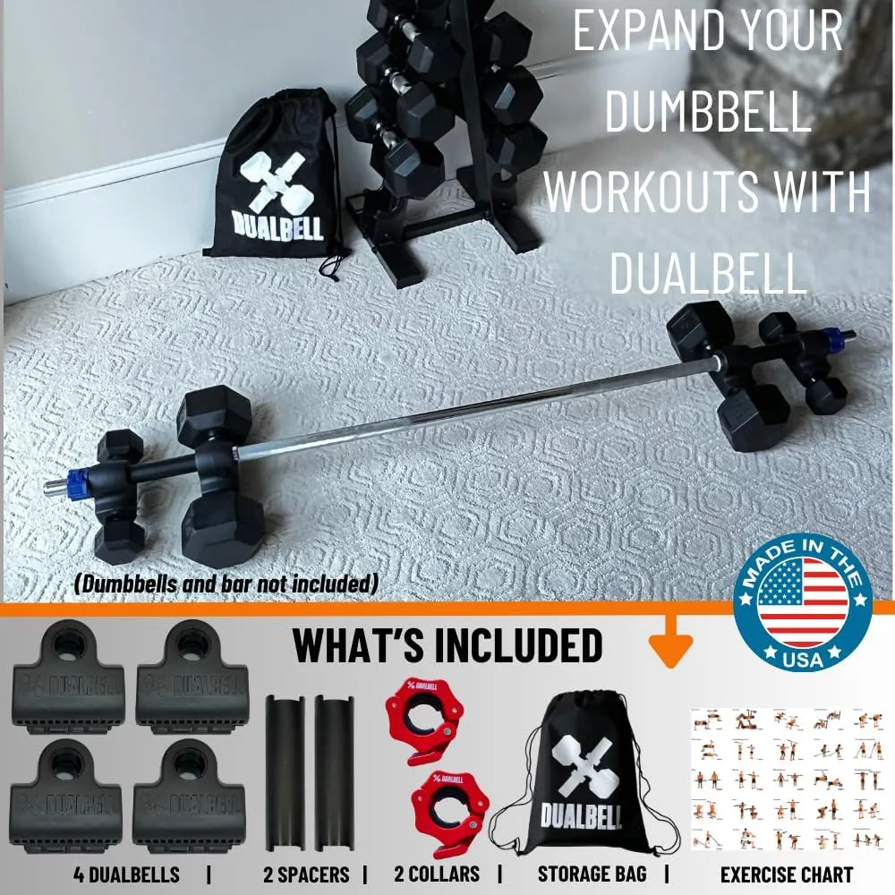 Dumbbell Converter- for 1" bars Superset Dumbbell to Barbell Adapters- hold up to 500lbs- Converts dumbbells for use on 1" diameter barbell