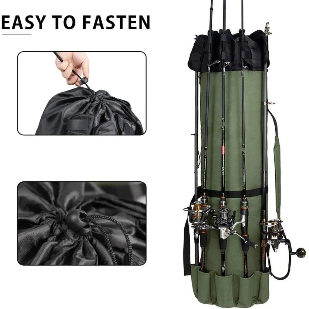Durable Canvas Fishing Rod & Reel Organizer Bag
