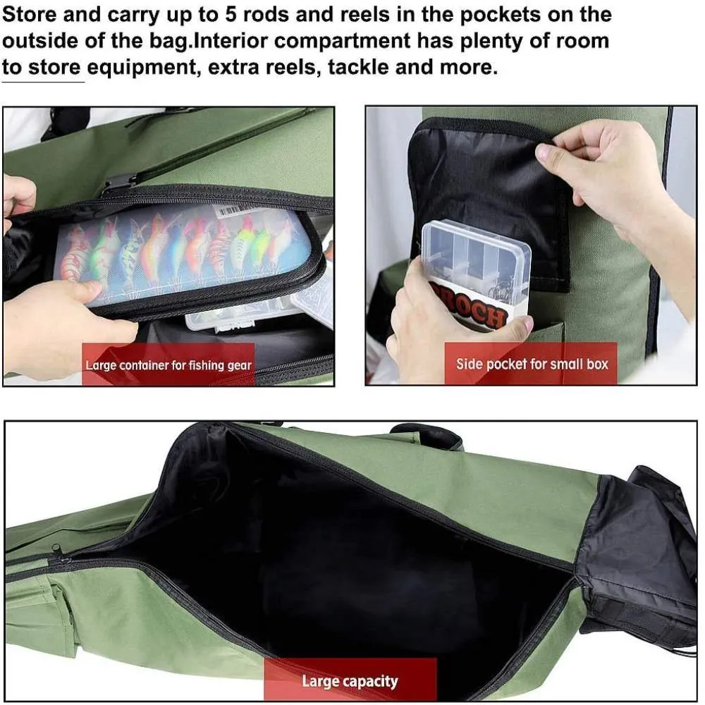 Durable Canvas Fishing Rod & Reel Organizer Bag