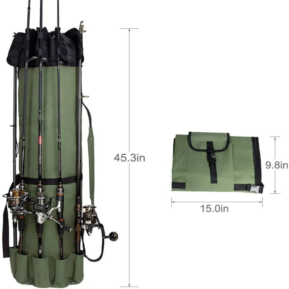 Durable Canvas Fishing Rod & Reel Organizer Bag