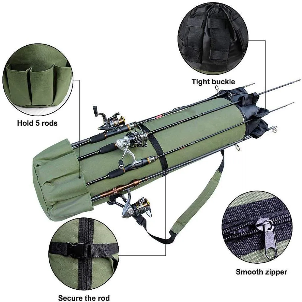 Durable Canvas Fishing Rod & Reel Organizer Bag