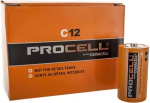 DURACELL Procell Batteries, Non-Rechargeable Alkaline, 1.5 V, C DURPC1400