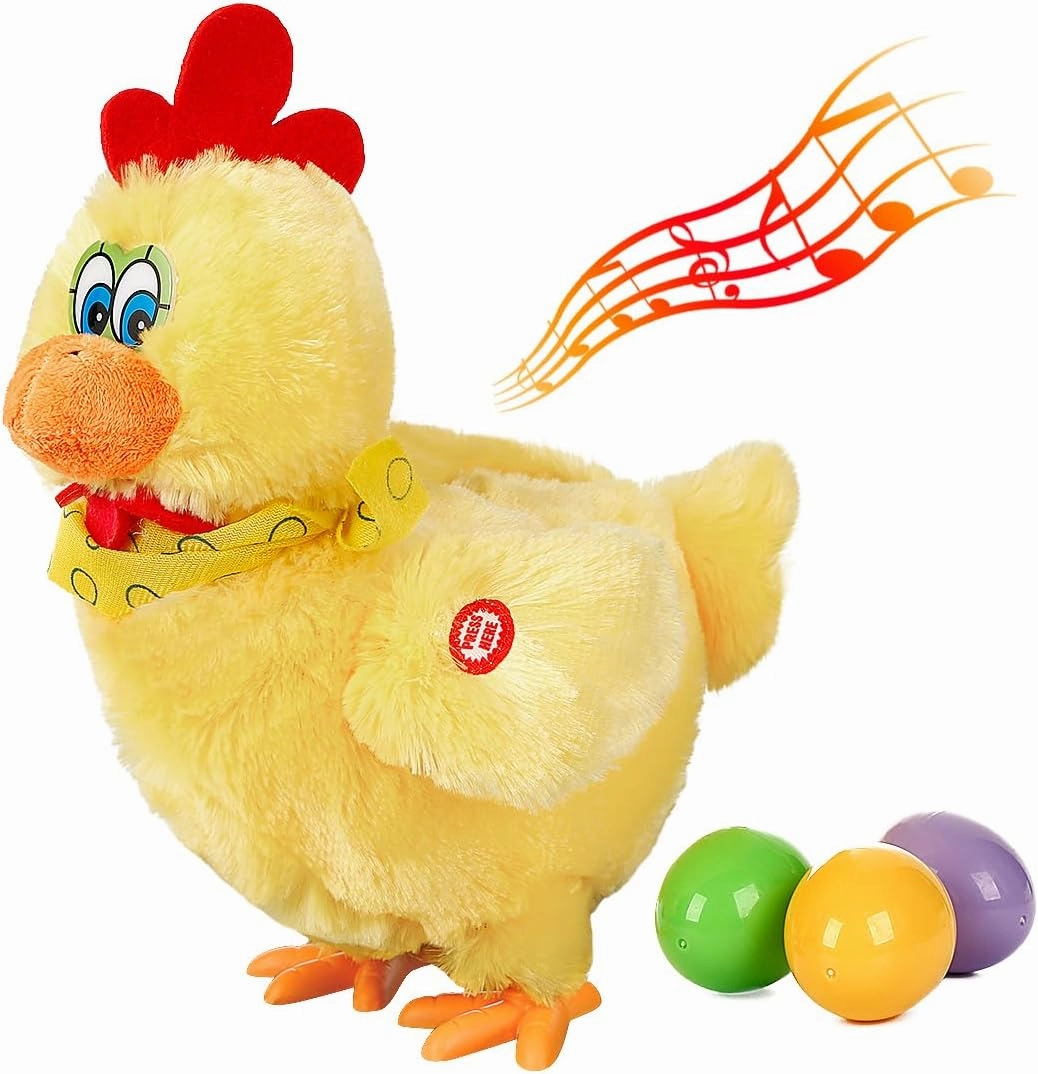 Easter Toys Chicken Laying Egg Electric Plush Crazy Chicken Crazy with Sound Music Animal Toy