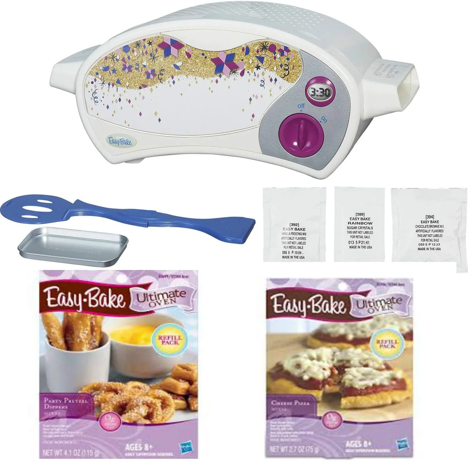 Easy Bake Ultimate Oven Deluxe Gift Set, White. Bundle of Oven and Pizza and Pretzel Mixes (Bundle of 3 Items)