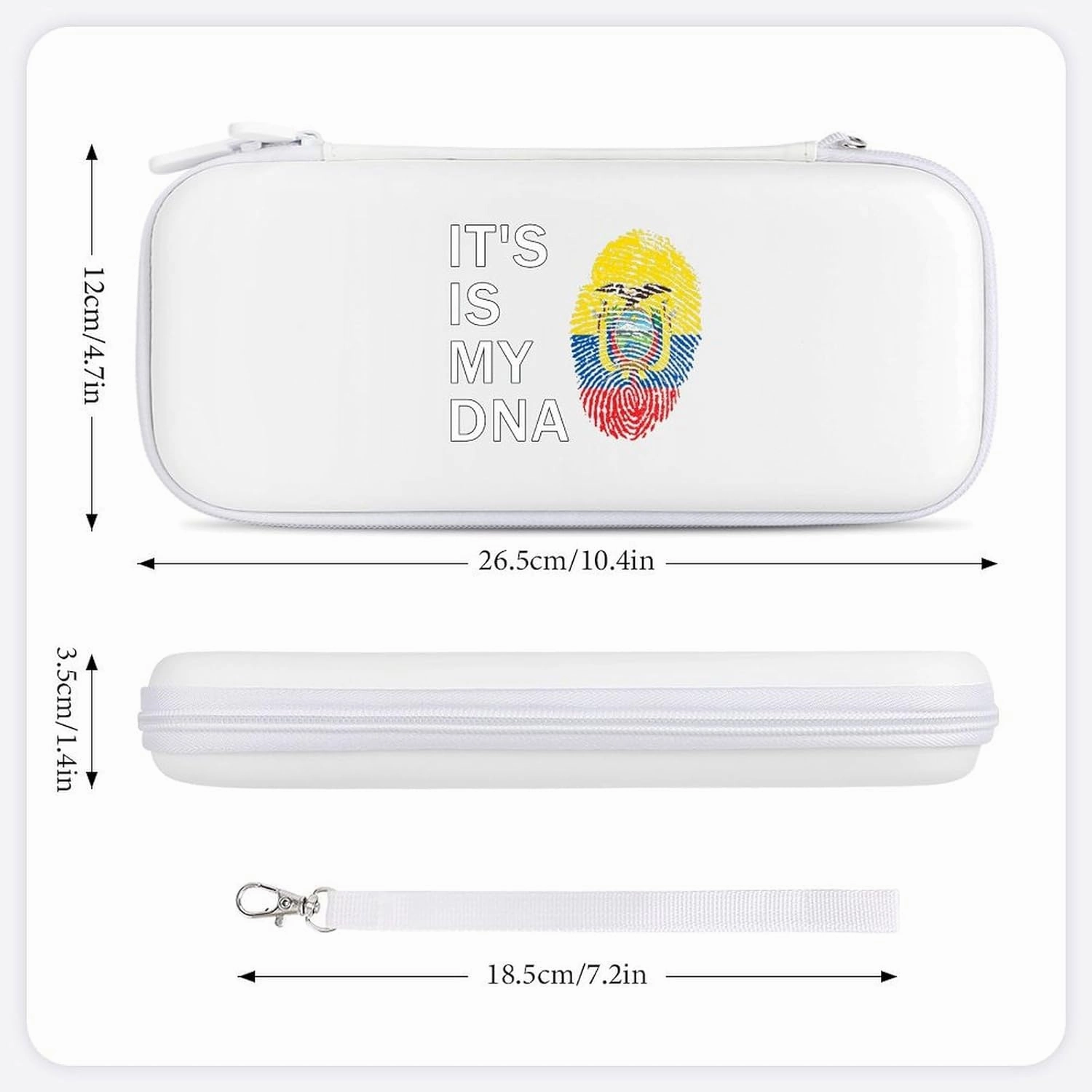 Ecuador It's is My DNA Hard Shell Travel Case with Rope 15 Game Card Pockets Compatible with Switch Protective