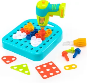 Educational Insights Design & Drill Shapes Workshop - Construction Toys & Toddler Tools, Kids Tool Set with Real Electric Drill Toy, Take Apart STEM Set, Building Kits and Gifts for Ages 3 