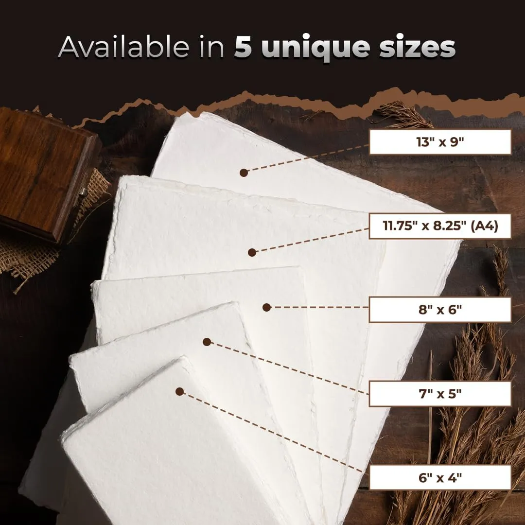 Egyptian Cotton Vintage Handmade 400 GSM 40 Sheets Deckled Edge Textured Drawing & Sketching Paper