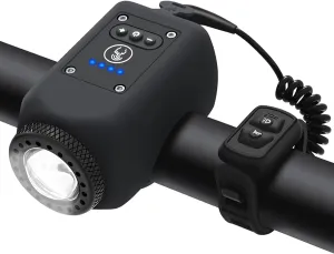 Electric Bike Horn and Light, Loud Bicycle Horn, Rechargeable Bicycle Scooter Headlight for Night Riding, 2 in 1 Bike Light with Horn for Adults Kids, 110dB 5 Sound Mode Waterproof