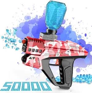 Electric Gel Ball Blaster, High Speed Automatic Splatter Ball Blaster, Rechargeable Pistol Splatter Blaster with Digital Screen, Splatter Ball Toy for Outdoor Shooting Game, Ages 14  (Red)