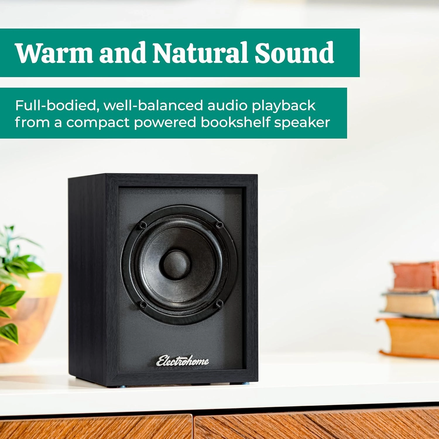 Electrohome Huntley Powered Bookshelf Speakers with Built-in Amplifier and 3" Drivers for Turntable, TV, PC and Wireless Music Streaming Featuring Bluetooth 5, RCA and Aux (EB10B)
