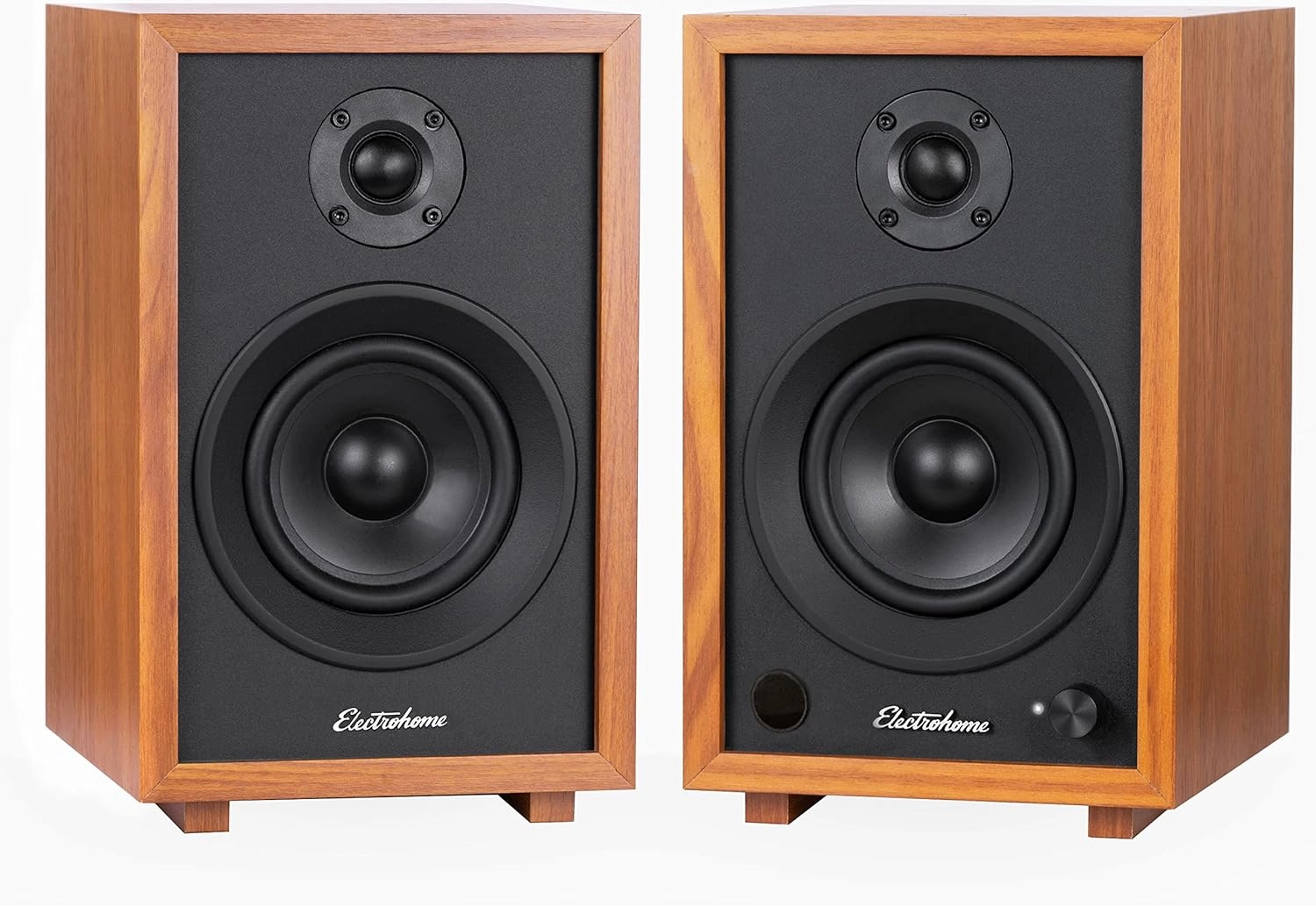 Electrohome McKinley 2.0 Stereo Powered Bookshelf Speakers with Built-in Amplifier and 4" Drivers for Turntable, TV, PC and Wireless Music Streaming Featuring Bluetooth 5, RCA and Aux (EB30)
