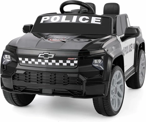 ELEMARA Licensed Chevrolet Silverado Ride on Police Car,Kids Car to Drive w/Parent Remote Control,4 MPH Max Speed Ride on Car for Boys&Girls,Truck Bed Storage,Hand-Pull Function, LED Lights,Cop car