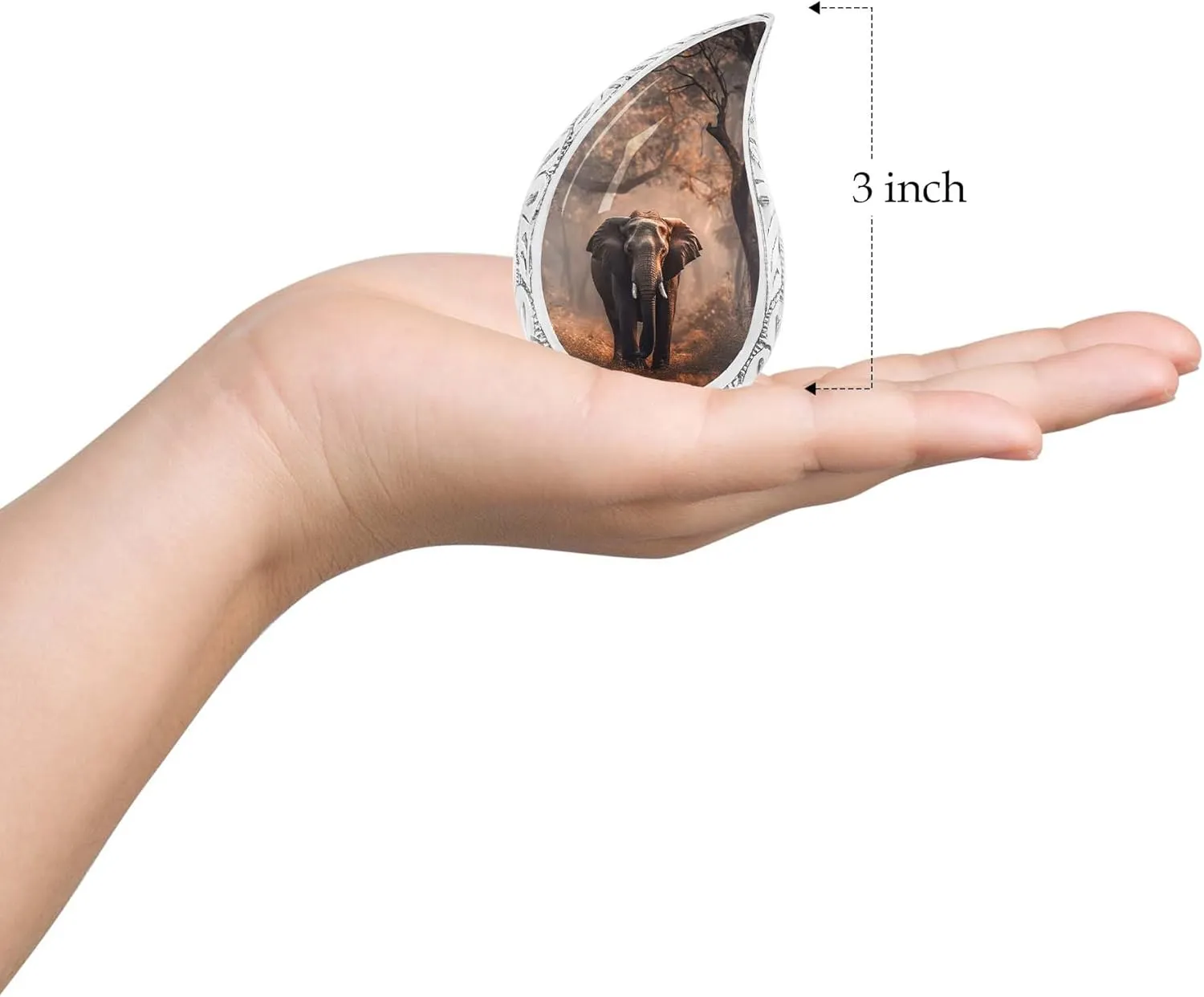 Elephant Walking Jungle -Teardrop Urn for Human Ashes - Human Cremation Urns - Adult Male Urn - Urn for Ashes for Women - Cremation Urns for Ashes - Ash Urns for Humans, 3 Inch, Set of 4