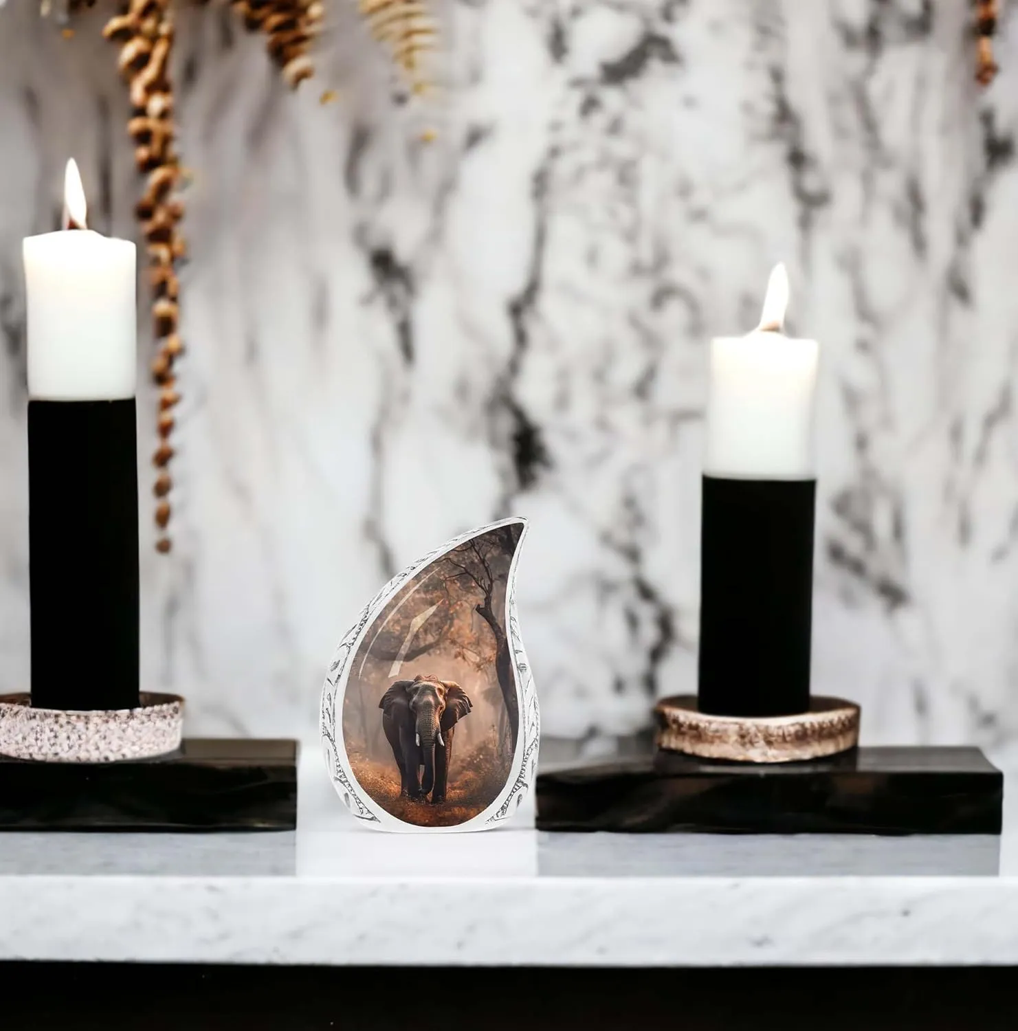 Elephant Walking Jungle -Teardrop Urn for Human Ashes - Human Cremation Urns - Adult Male Urn - Urn for Ashes for Women - Cremation Urns for Ashes - Ash Urns for Humans, 3 Inch, Set of 4
