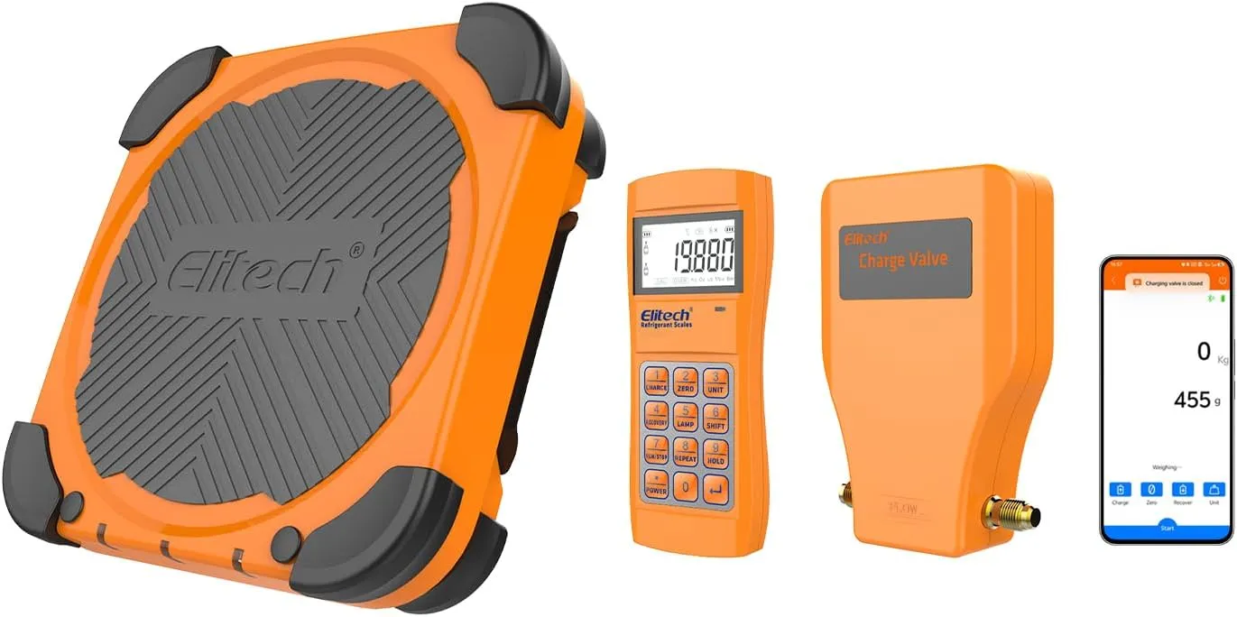 Elitech LMC-310 Wireless Refrigerant Scale Freon Scale with Charging Valve 220 lbs/100kg