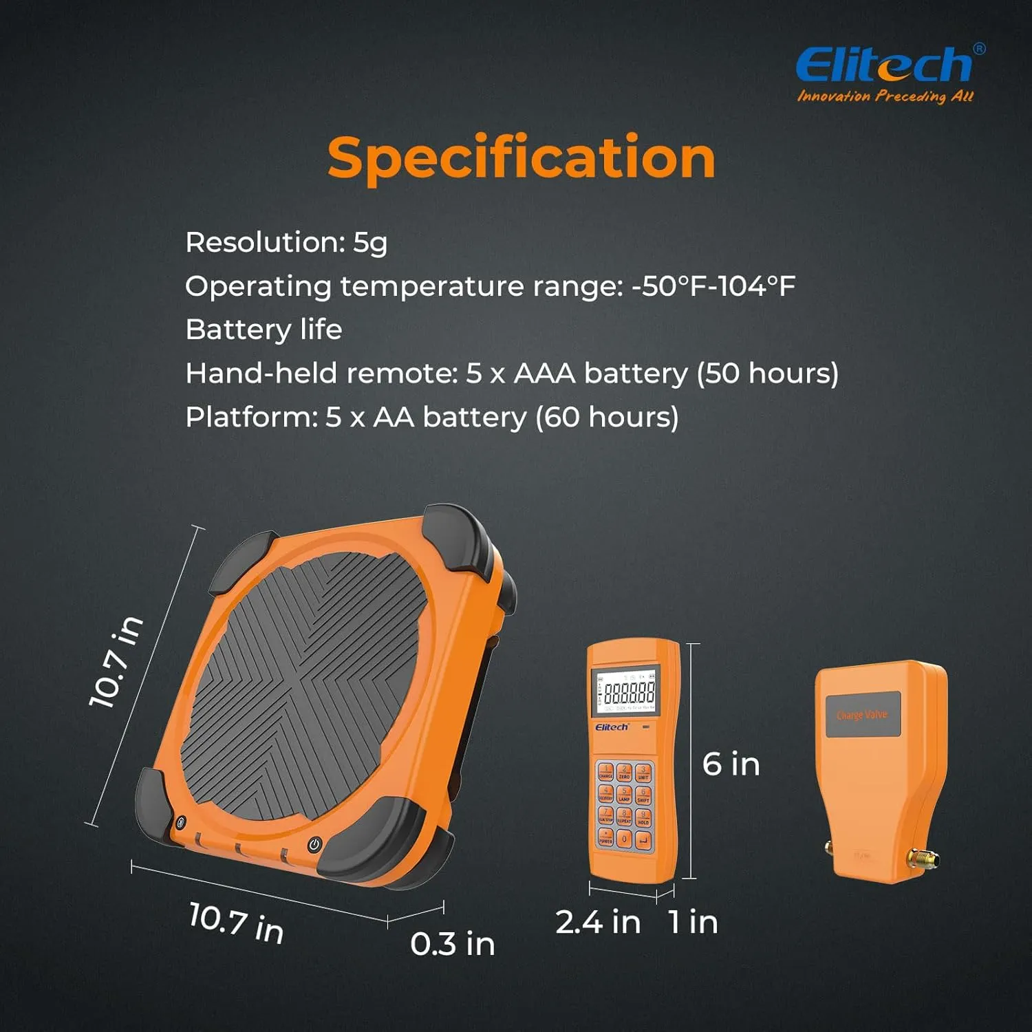 Elitech LMC-310 Wireless Refrigerant Scale Freon Scale with Charging Valve 220 lbs/100kg
