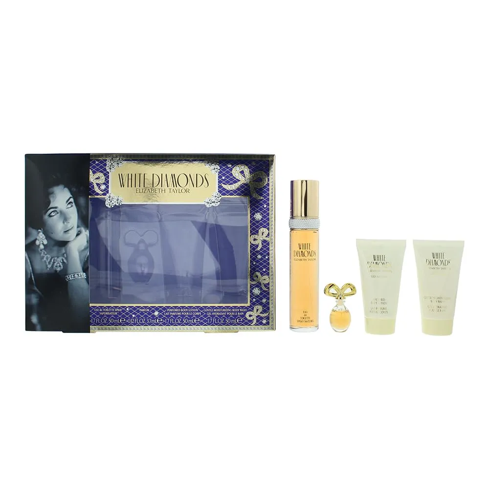 Elizabeth Taylor White Diamonds Perfume for Women Gift Set - 4 PC 1.7 Fl. oz