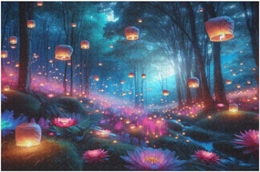 Enchanting Mystical Forest with Radiant Lanterns and Luminous Flowers Puzzles for Adults 500 Pieces Puzzles Jigsaw Puzzles for Adults 500 Pieces and Up Gift for Women Men