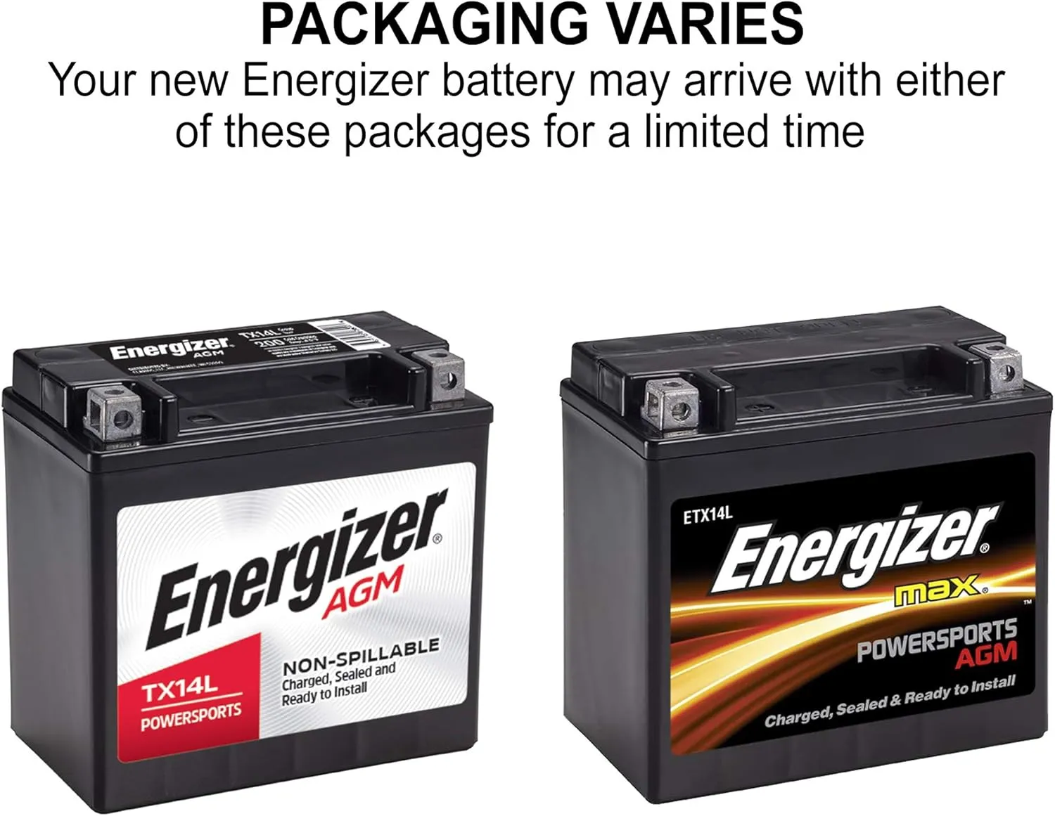 Energizer TX14L AGM Motorcycle 12V Battery, 200 Cold Cranking Amps and 12 Ahr. Replaces: YTX14L-BS and others