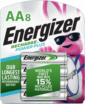 Energizer Power Plus Rechargeable AA Batteries (8 Pack), Double A Batteries