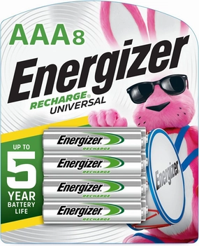 Energizer Rechargeable AAA Batteries, Recharge Universal Triple A Battery Pre-Charged, 8 Count