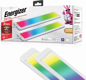 Energizer Smart Under Cabinet Light Bar 2 Pack, Ultra-Thin 0.3”x12”x2.7”, RGB   Multi-White, Remote Control, Button, App, Voice Control with Alexa Siri Google, Motion Control, Dimmable, Scheduling